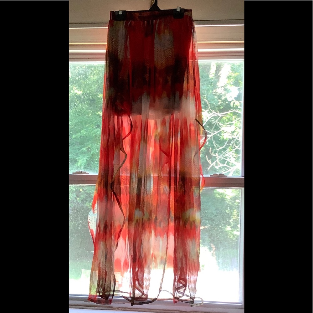 Arden B. Flowy Sheer Skirt W/Top layer both sides